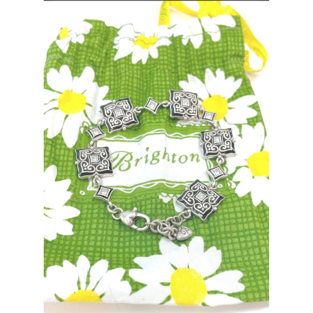 Brighton Alcazar Rhinestone Enamel Scrolled Link Bracelet 1826 - Picture 2 of 4